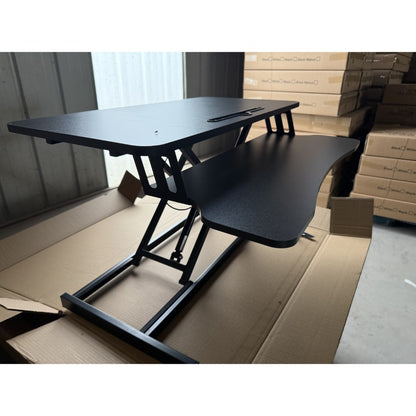 Adjustable Gas Spring Sit-Stand Desk Riser ? Ergonomic Height-Adjustable Workstation With Keyboard Tray And Large Surface
