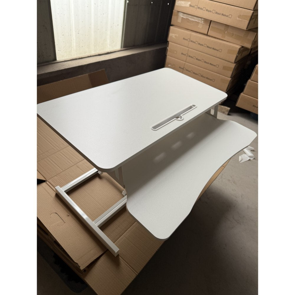 Adjustable Gas Spring Sit-Stand Desk Riser ? Ergonomic Height-Adjustable Workstation With Keyboard Tray And Large Surface