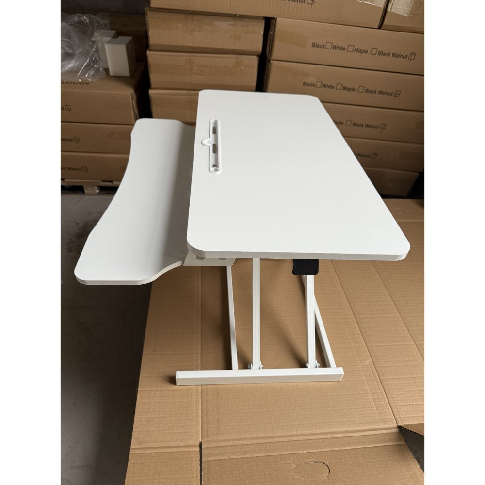 Adjustable Gas Spring Sit-Stand Desk Riser ? Ergonomic Height-Adjustable Workstation With Keyboard Tray And Large Surface