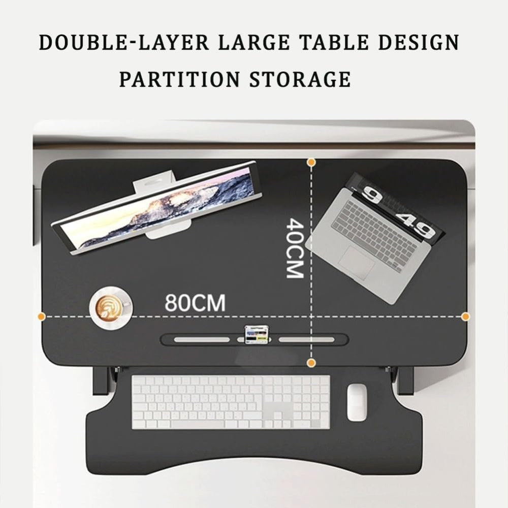 Adjustable Gas Spring Sit-Stand Desk Riser ? Ergonomic Height-Adjustable Workstation With Keyboard Tray And Large Surface