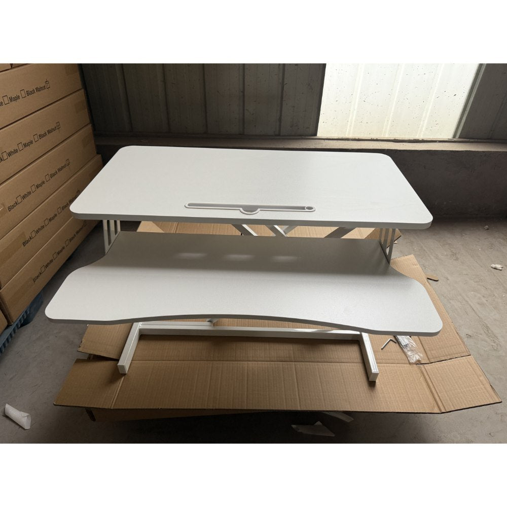 Adjustable Gas Spring Sit-Stand Desk Riser ? Ergonomic Height-Adjustable Workstation With Keyboard Tray And Large Surface