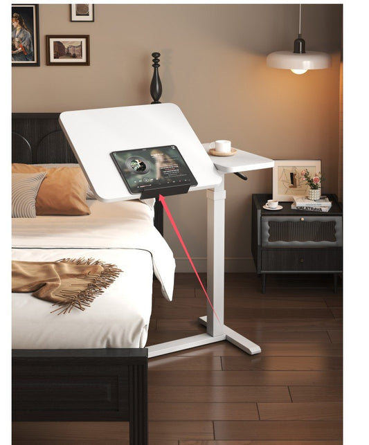 Multi-Function Height-Adjustable Desk - Side Bed Table ? Ergonomic Sit-Stand Workstation White Color