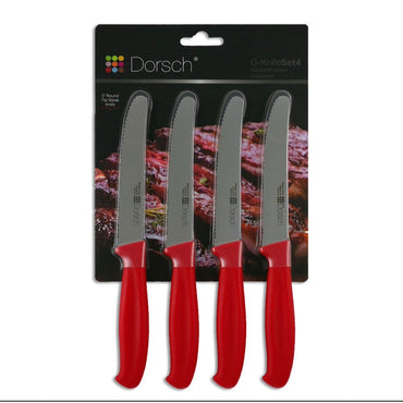 Dorsch, Steak Knives 4 Pieces Red, German Steel