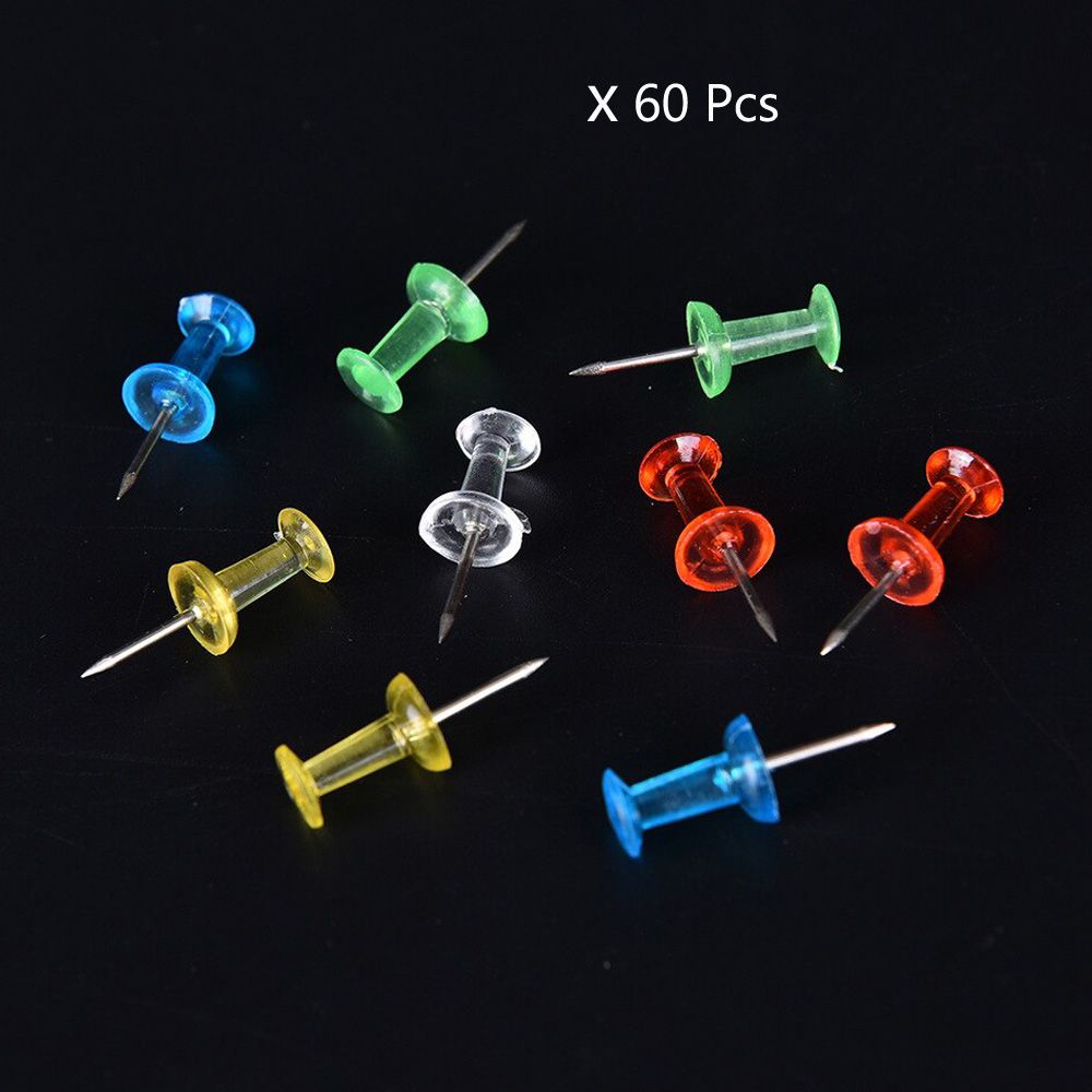 Cool Gift, 60PCS/ pack Colorful Push Pin Assorted Transparent