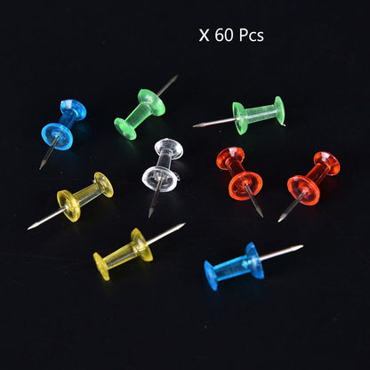 Cool Gift, 60PCS/ pack Colorful Push Pin Assorted Transparent