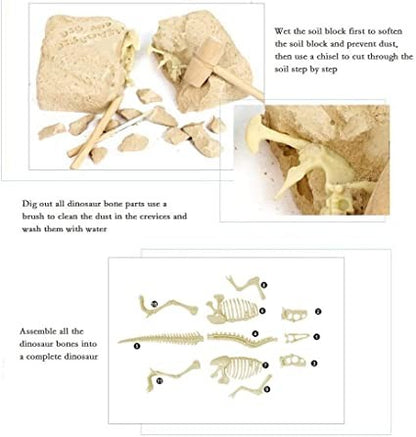 Trade, Dig And Discovery Dinosaur Fossil Excavation Kit With 11 Piece Velociraptor Skeleton-Archaeology Science Crafts Gifts For Boys Girls