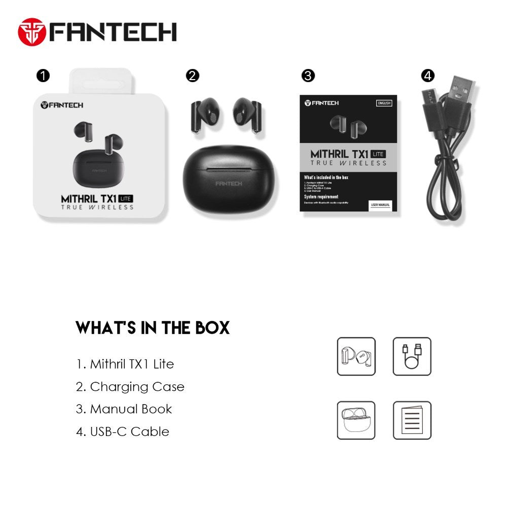 Fantech, Mithril Tx1 Lite Wireless Earbuds, Available in Different Colors