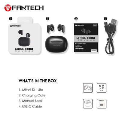 Fantech, Mithril Tx1 Lite Wireless Earbuds, Available in Different Colors