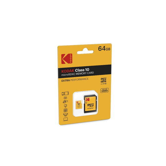 Kodak Micro SDXC 64GB Memory Card With Adapter, EKMSDM64GXC10CK
