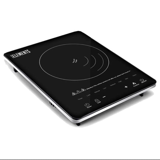 Element, Single Induction Cooker 8 Power Settings, 2000W 75% Energy Saving, Black Glass