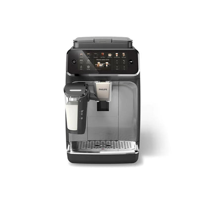 Philips 4400 Series Fully Automatic Espresso Machine, LatteGo Milk System, Integrated Grinder, 12 Hot & Iced Coffee Pre-Sets, Quick Start, SilentBrew, 15-Bar Pressure, Black Chrome,EP4446
