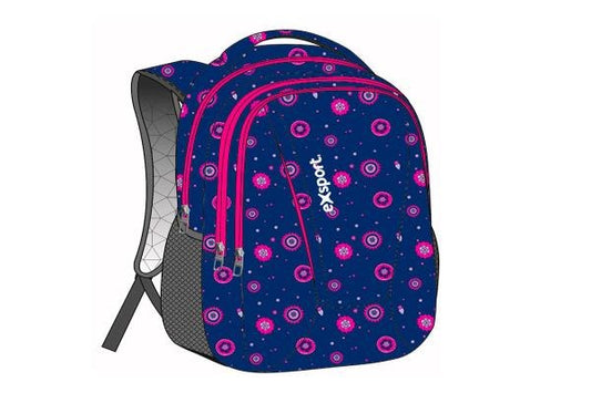 Exsport, Backpack Navy Spiral, Girls, High Canvas Backpack, Students Back To School Lightweight, Book Bag, Travel Backpack With Side Pockets, Navy