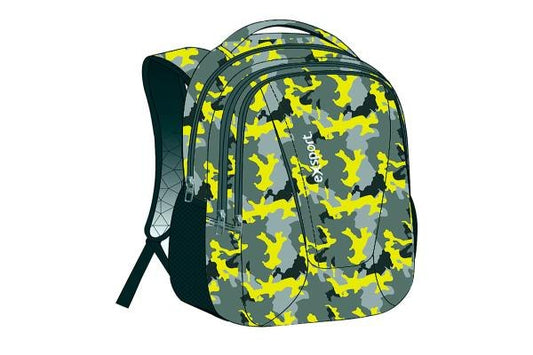 Exsport, Backpack Yellow Army, Boys, High Canvas Backpack, Students Back To School Lightweight, Book Bag, Travel Backpack With Side Pockets, Yellow