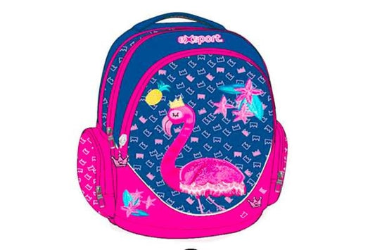 Exsport, Backpack Flamingo, Girls, High Canvas Backpack, Students Back To School Lightweight, Book Bag, Travel Backpack With Side Pockets, Large