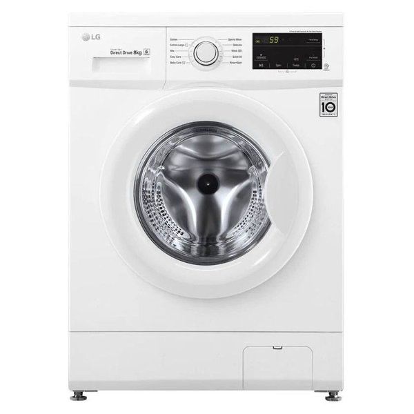 LG, Washing Machine 8Kg 1400Rpm Front Loader Washer, Direct Drive Motor, 6 Motion, White Color