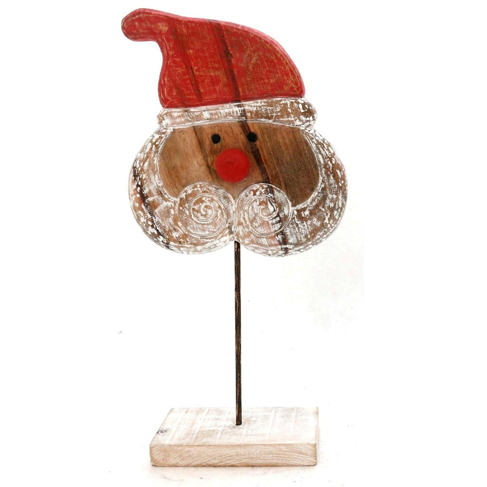 Wooden Santa Face on Stand 47 cm