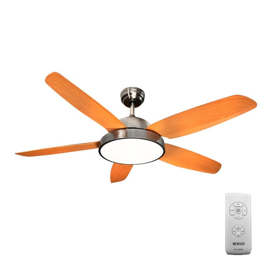 Sogo, Cieling Fan 52'-132Cm Light ,Wooden ,3Speed 100W,,8Hrs Timer,Reversible,Copper Motor,Remote