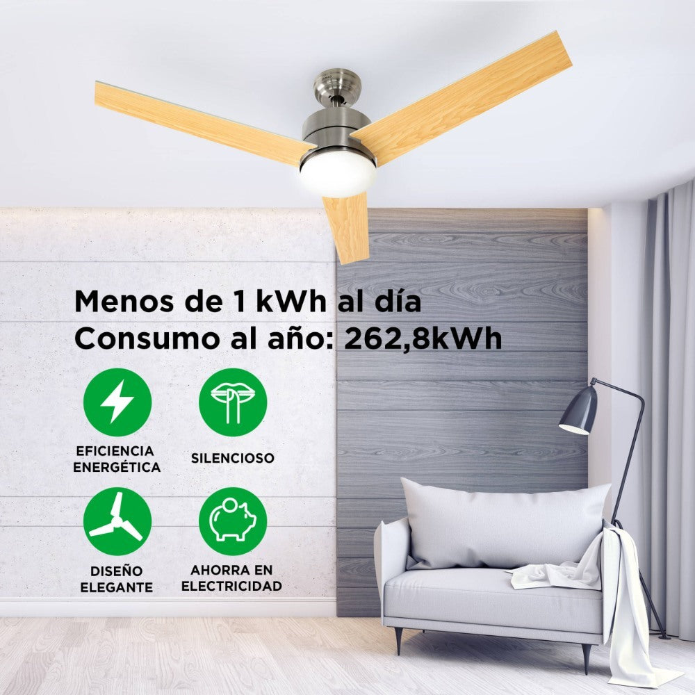 Sogo, Cieling Fan 52'-132Cm Light ,Wooden ,3Speed 80W,,8Hrs Timer,Reversible,Copper Motor,Remote