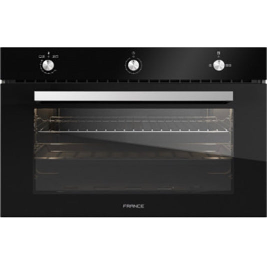 France, Buil In Oven 90Cm Gas/Gas Black + Convection / Soft Close Door/ (Made In Italy)