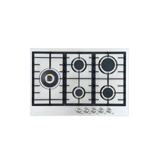 France, Built-In Hob 75cm, 5 Burners Cast Iron Ignition Safety, FRN-PN75GVF5BL