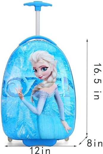 Cusal, Frozen 16 Inch Luggage Hard Side Spinner Suitcase Carry On Luggage Rolling (Blue Princess)