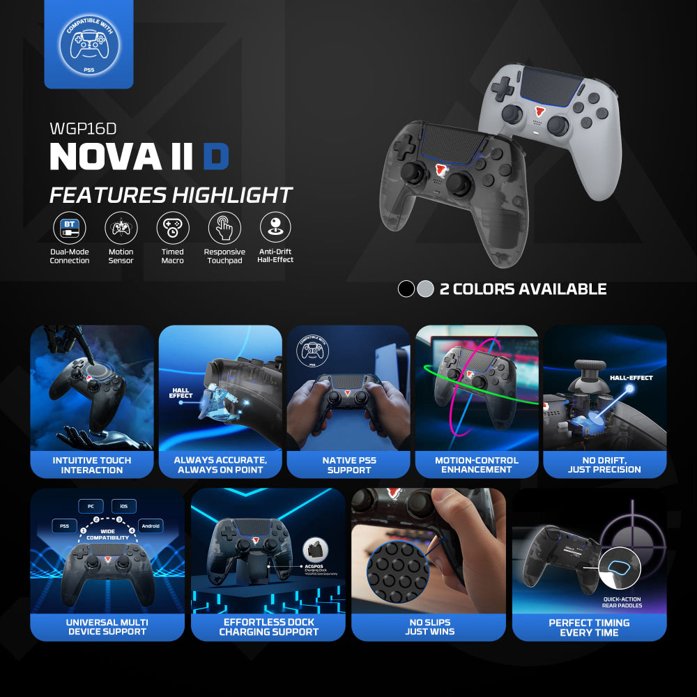 FANTECH WGP16D Nova II Wireless Controller, Multi-Platform Gaming Pad for PS5, PC & Mobile