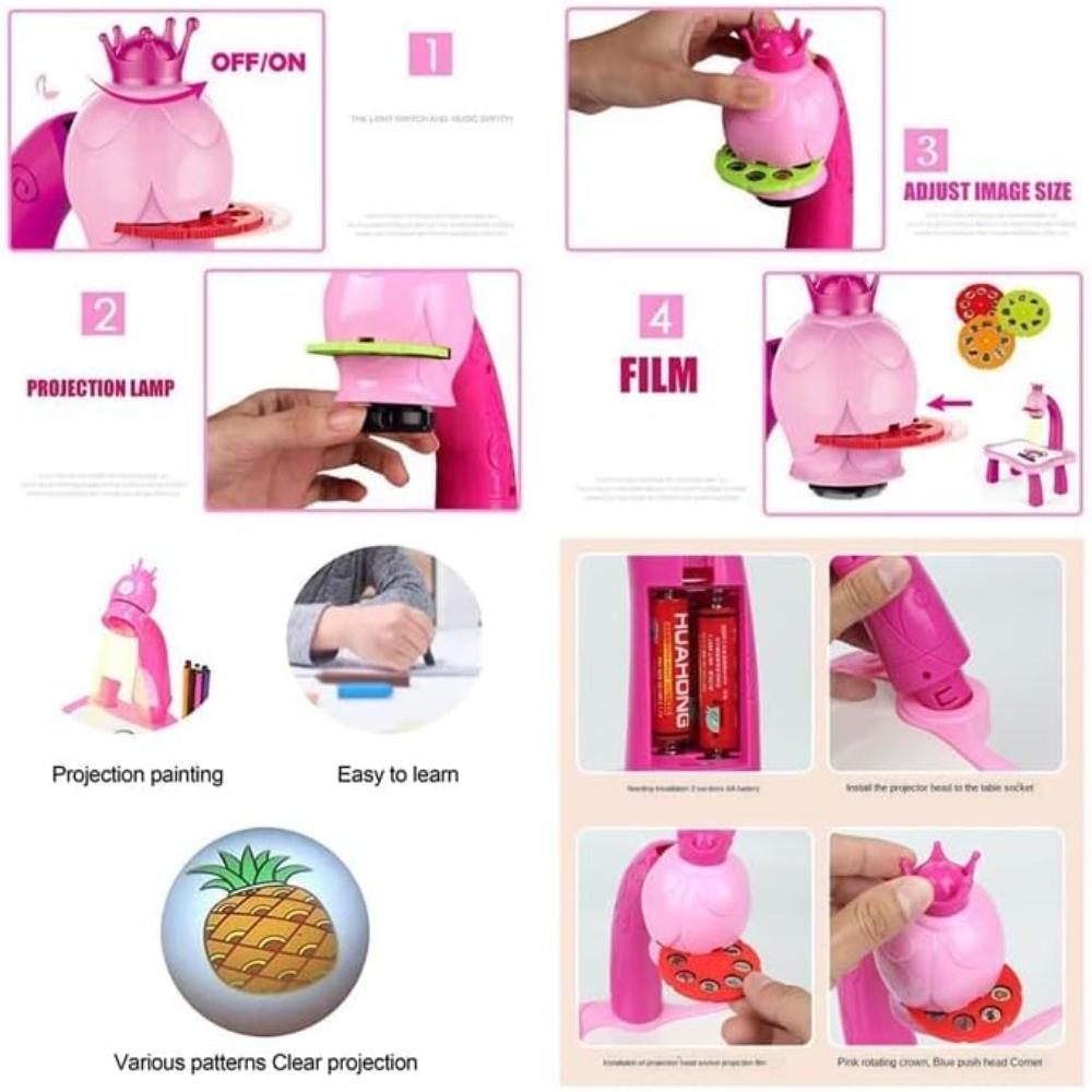 Drawing Projector for Kids with light Music, Smart Projection Painting Set, Child Educational Learning Toys, Birthday Gift for girls and boys, gho-71569