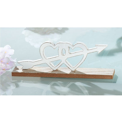 Wooden Double-Heart On Base, Available in Different Colors