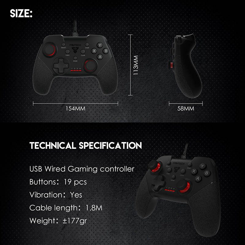 Fantech, Gp13 Shooter 2 Gamepad Wired For Pc And Ps3