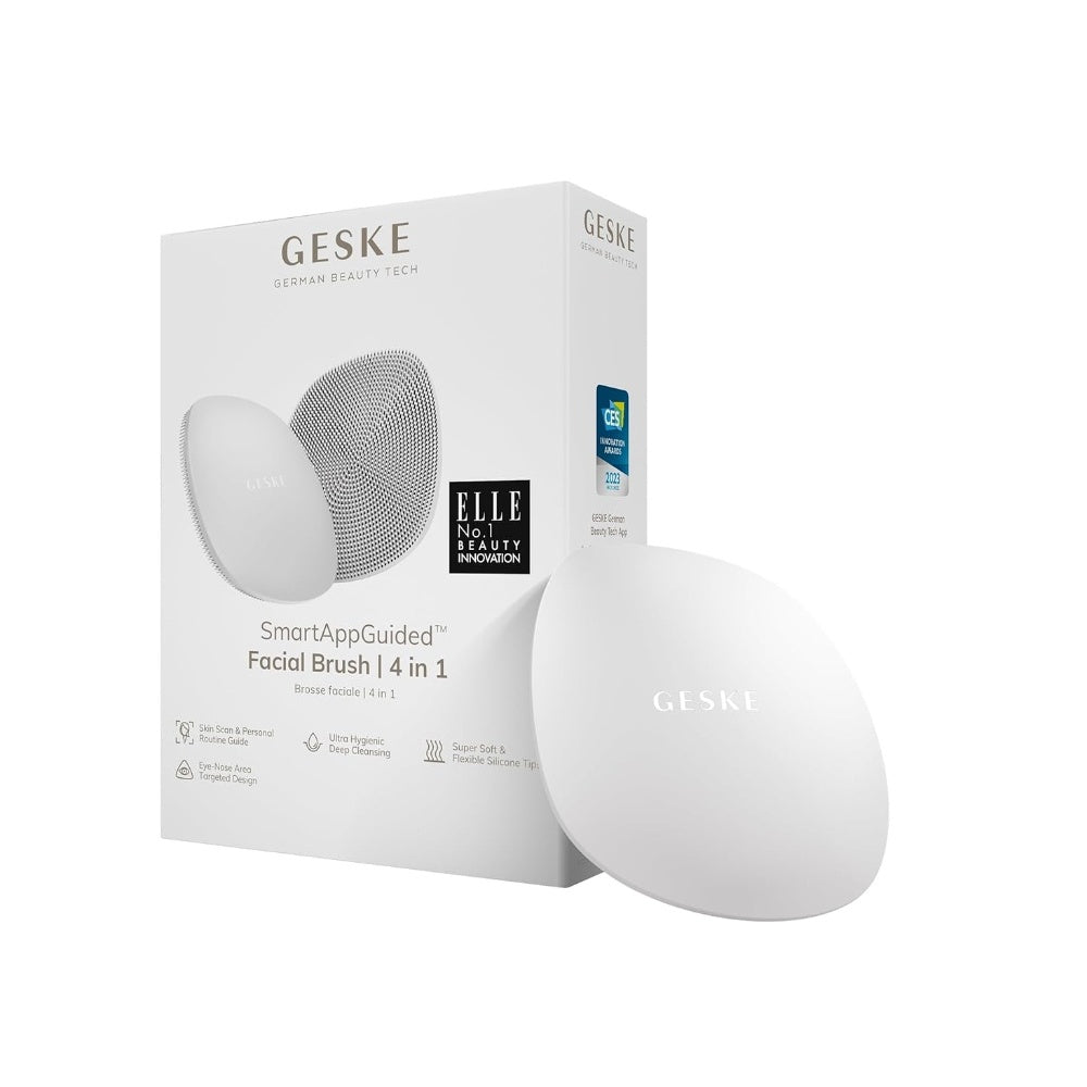 Geske, Facial Cleansing Facial Brush, 4 In 1 Non Electrical With Handle (Silver), GSK-00038SL01