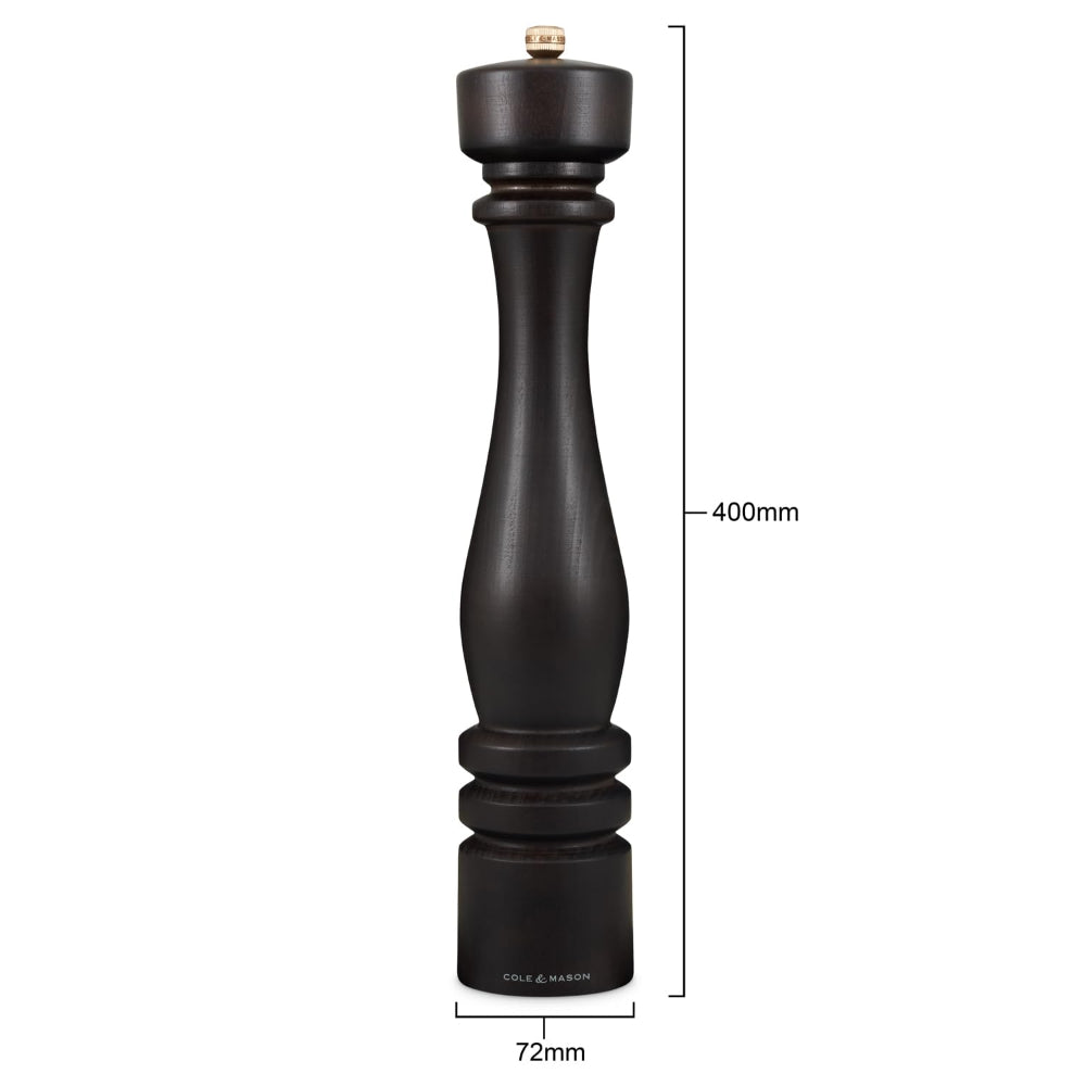 Cole & Mason London Chocolate Wood Pepper Mill, Precision+ Carbon Mechanism, Adjustable Grind, Beech Wood, 40cm, H233083