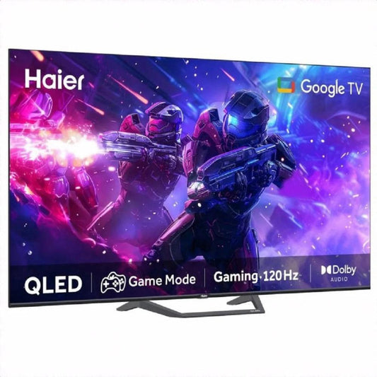 Haier, TV 65' Qled Google TV , 4K , UHD , Smart , 120Hz , Chrome Cast Built In , Quantum Dot , 2G+32G Metal Fll Screen   4 Hdmi, 2Usb Bluetooth, HAE-H65S80EUX
