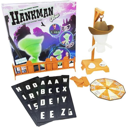 Hankman Glow, Magnetic Hangman Mystery Word Guessing Game for Kids & Families, Glow in The Dark Travel Game, Guess The Word Before Hank Falls, Hankman -81569