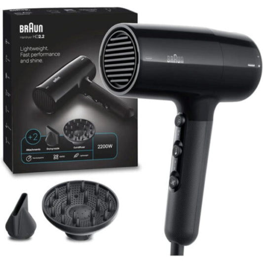 Braun Hair Dryer 2200W, Black, HD2.2, BRA-HD225SD