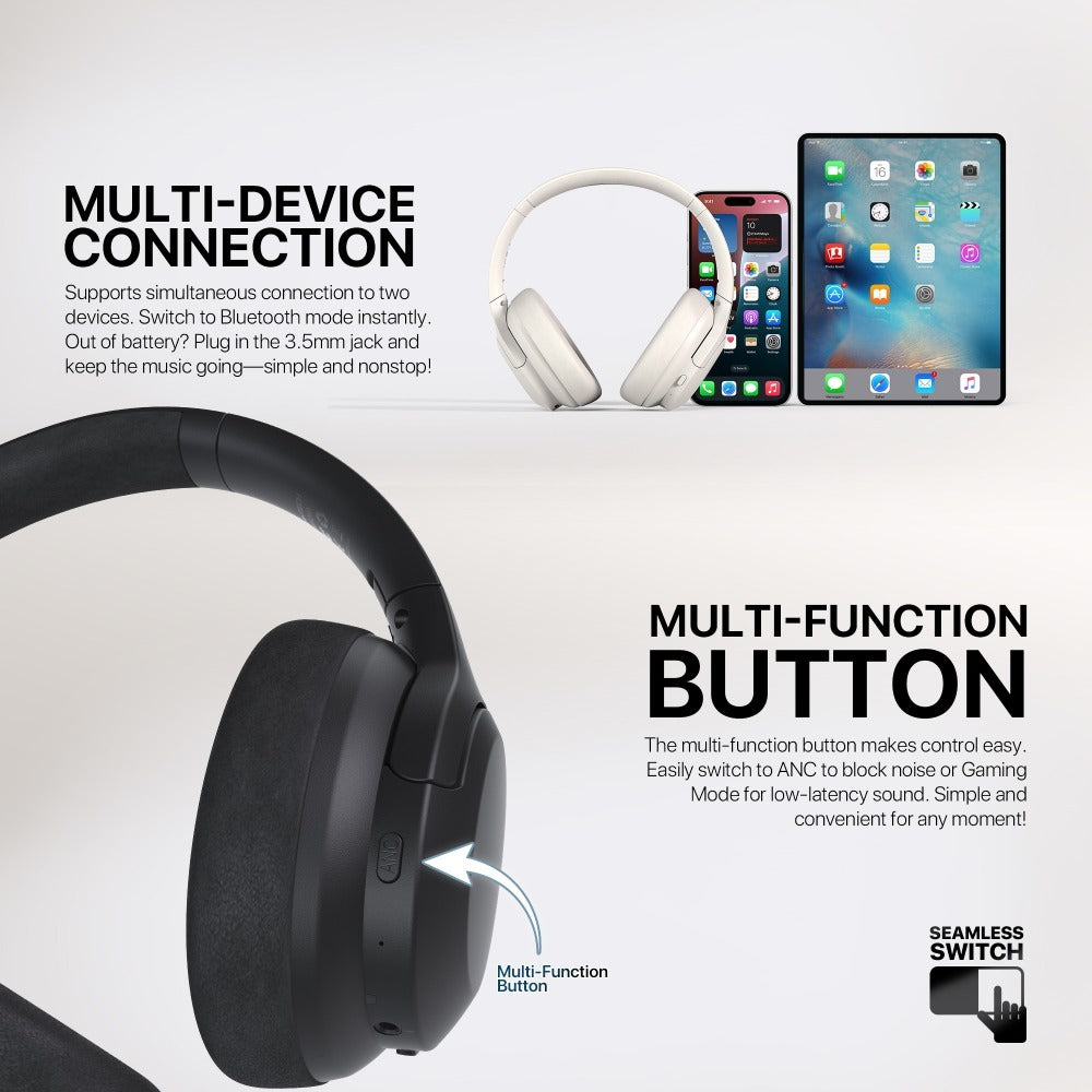 Fantech,wh05A Go Vibe: Bluetooth, - Active Noise Cancelling (Anc) Wireless Headset