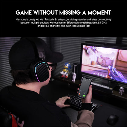 Fantech, Whg02 Harmony: Tri Mode Bluetooth, Wired, Usb Wireless Headset