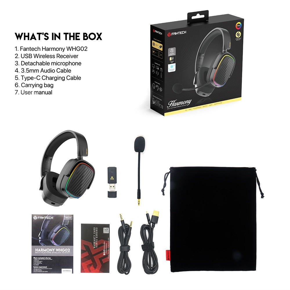 Fantech, Whg02 Harmony: Tri Mode Bluetooth, Wired, Usb Wireless Headset