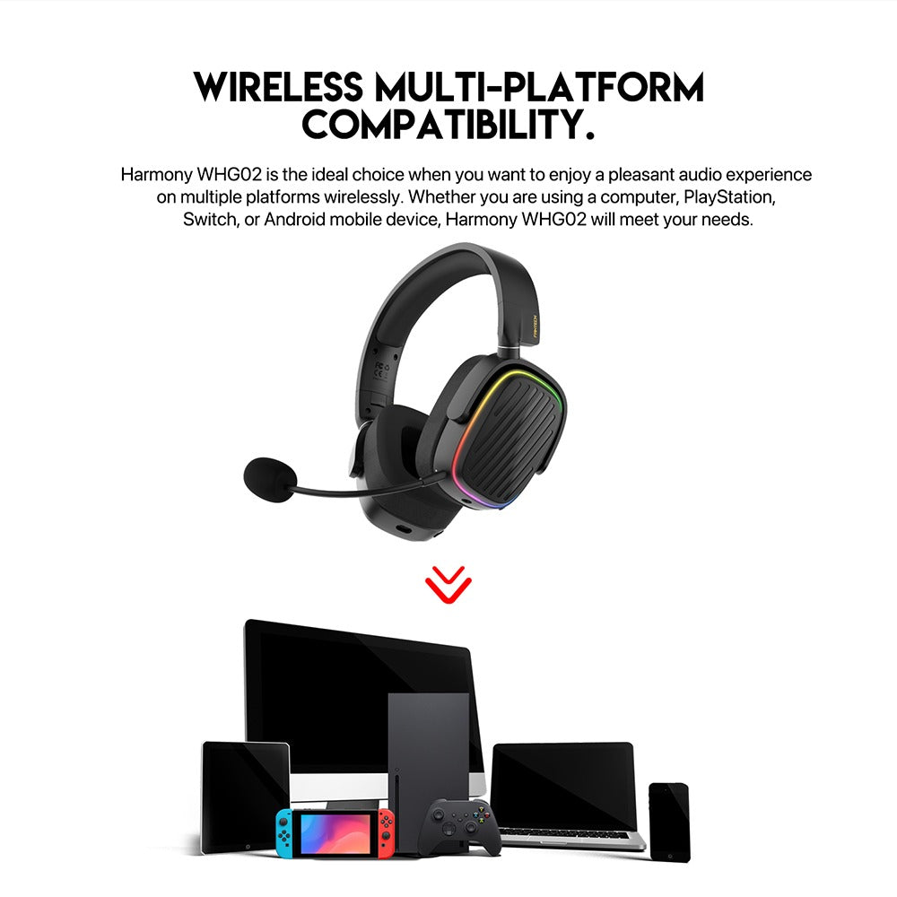 Fantech, Whg02 Harmony: Tri Mode Bluetooth, Wired, Usb Wireless Headset