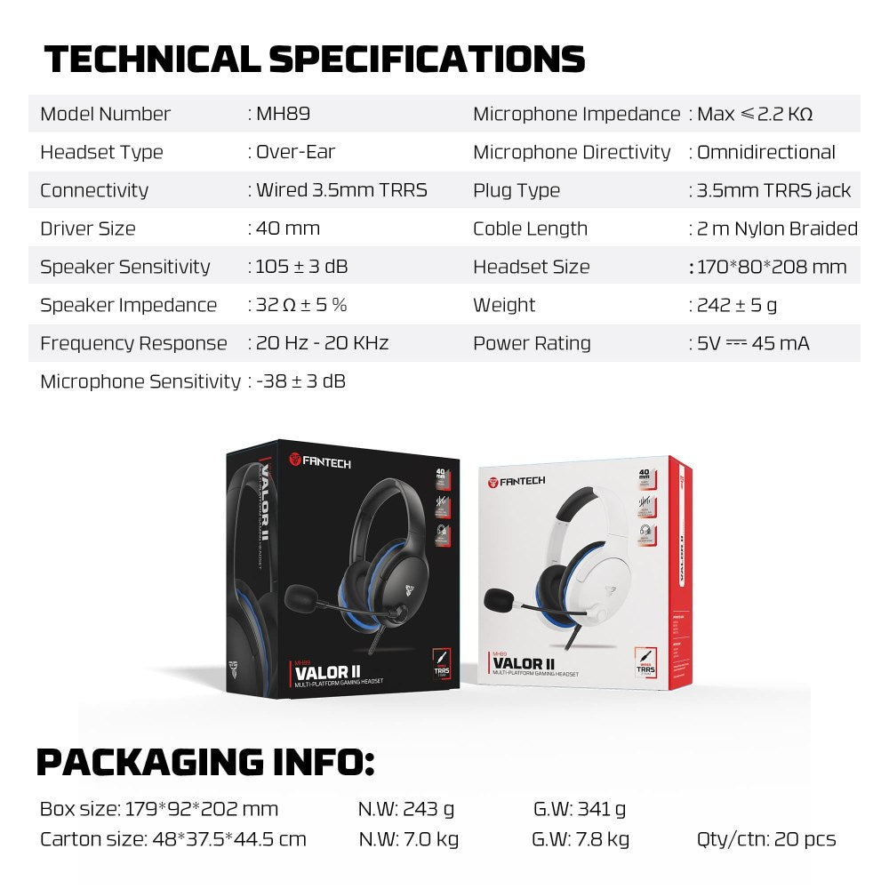 Fantech, Mh89 Valor Premium Gaming & Audio Headset