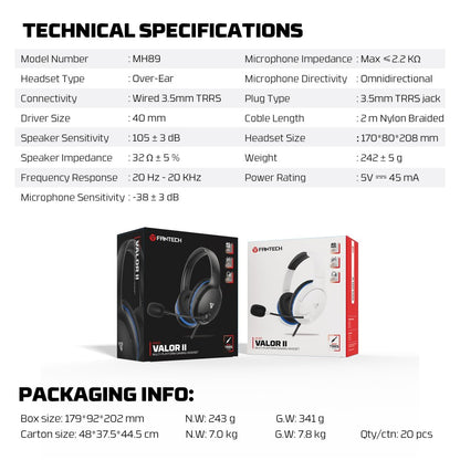 Fantech, Mh89 Valor Premium Gaming & Audio Headset