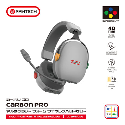 Fantech, WHG06 CARBON PRO Multi-Platform Wireless Headset, QUAD Mode Connection, HEADSET D82