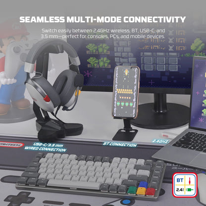 Fantech, WHG06 CARBON PRO Multi-Platform Wireless Headset, QUAD Mode Connection, HEADSET D82