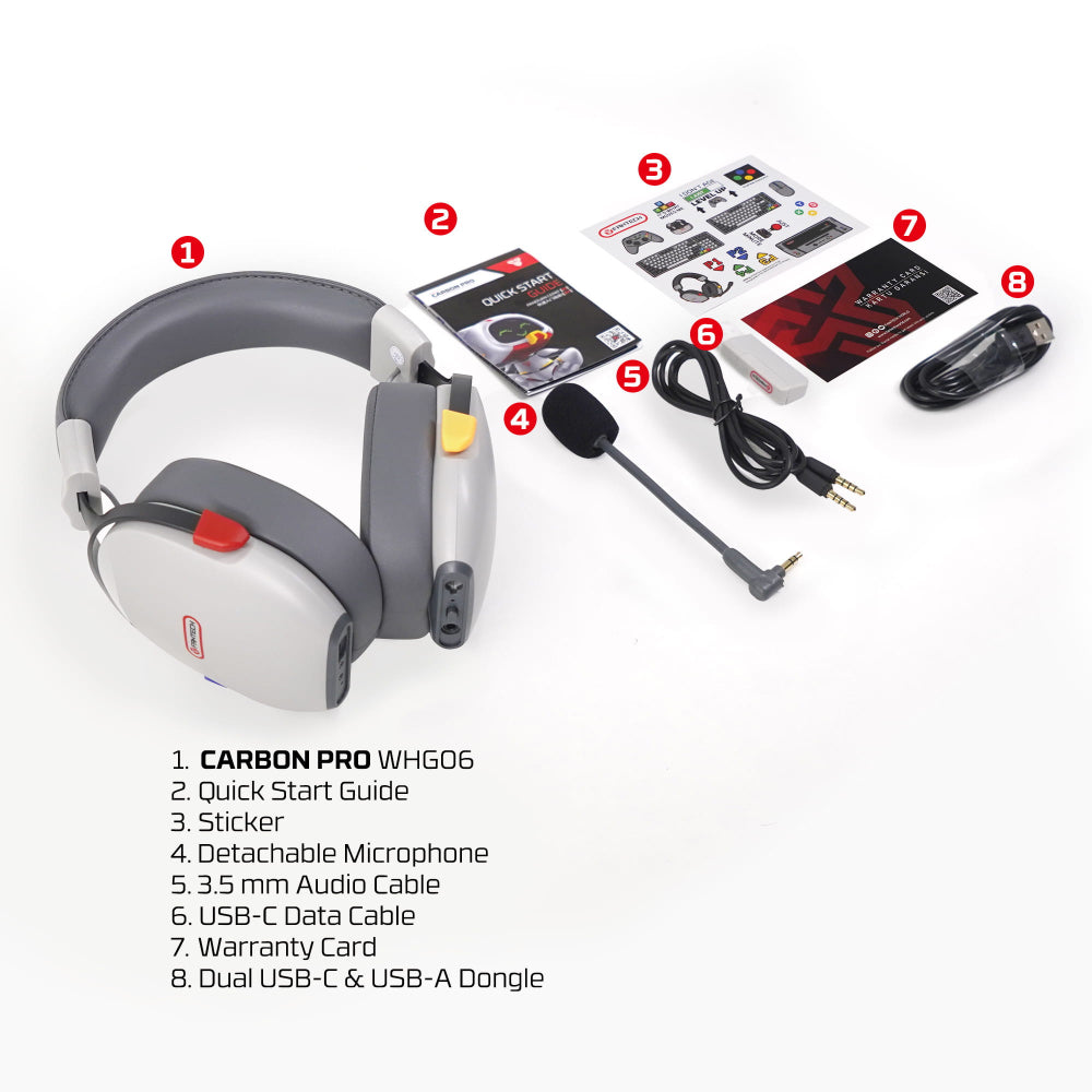 Fantech, WHG06 CARBON PRO Multi-Platform Wireless Headset, QUAD Mode Connection, HEADSET D82