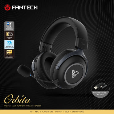 FANTECH ORBITA WHG07 Orbita 7.1 Wireless Gaming Headset: 170H Battery, AI Noise Canceling Mic, Quad-Mode Bluetooth
