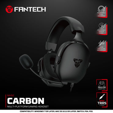 FANTECH MH92 CARBON Immersive Audio Gaming Headset, Crystal-Clear Noise Canceling Mic