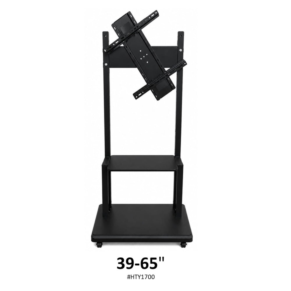 Heavy Duty Mobile TV Cart with 360° Rotation for Landscape & Portrait Views for 39 to 65 Inch Screens - HT-Y1700