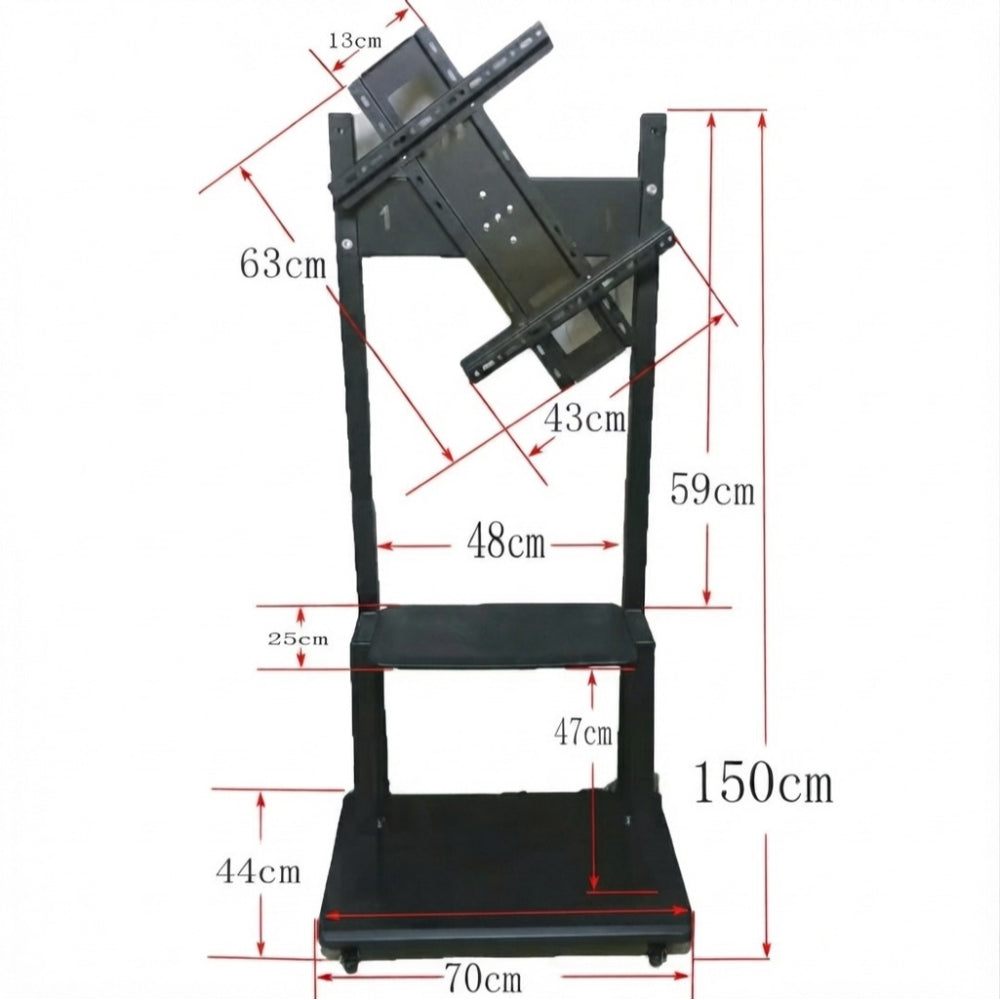 Heavy Duty Mobile TV Cart with 360° Rotation for Landscape & Portrait Views for 39 to 65 Inch Screens - HT-Y1700