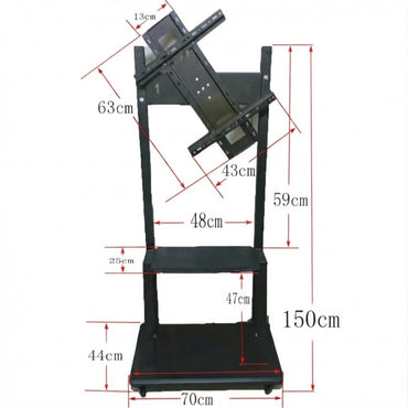 Heavy Duty Mobile TV Cart with 360° Rotation for Landscape & Portrait Views for 39 to 65 Inch Screens - HT-Y1700