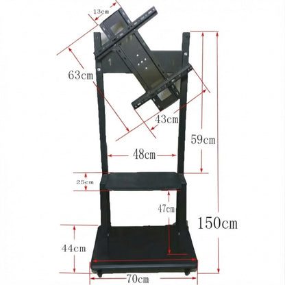 Heavy Duty Mobile TV Cart with 360° Rotation for Landscape & Portrait Views for 39 to 65 Inch Screens - HT-Y1700