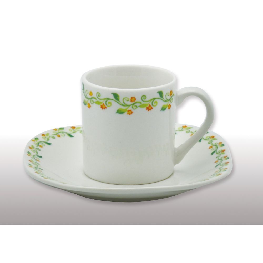 Zenit, New Bone China 12Pc Coffee Set(Fruit Tree Branch Round Design Border)